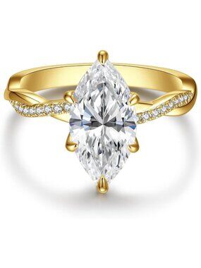 Stunning 3.5CT Marquise Cut Engagement Ring, Infinity Twisted Wedding Band, Size